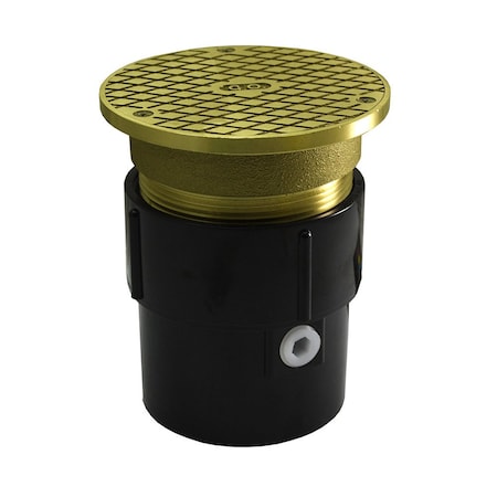 Jones Stephens 3in. x 4in. ABS Pipe Fit Base Cleanout with 3-1/2in. Metal Spud and 5in. Polished Brass Cover C59069